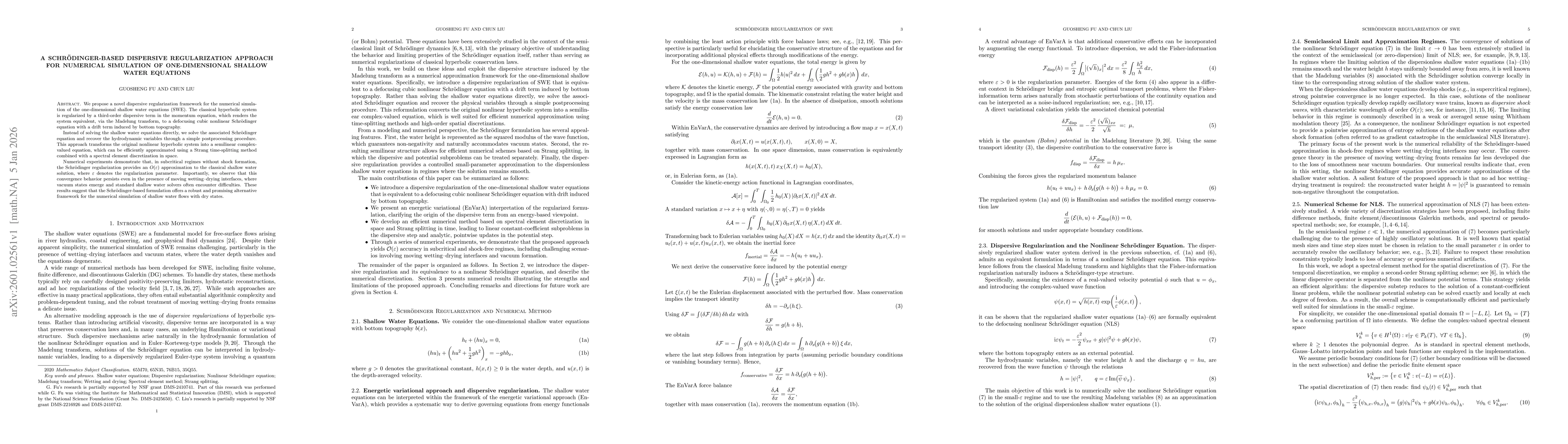Thumbnail for A Schrödinger-Based Dispersive Regularization Approach for Numerical Simulation of One-Dimensional Shallow Water Equations