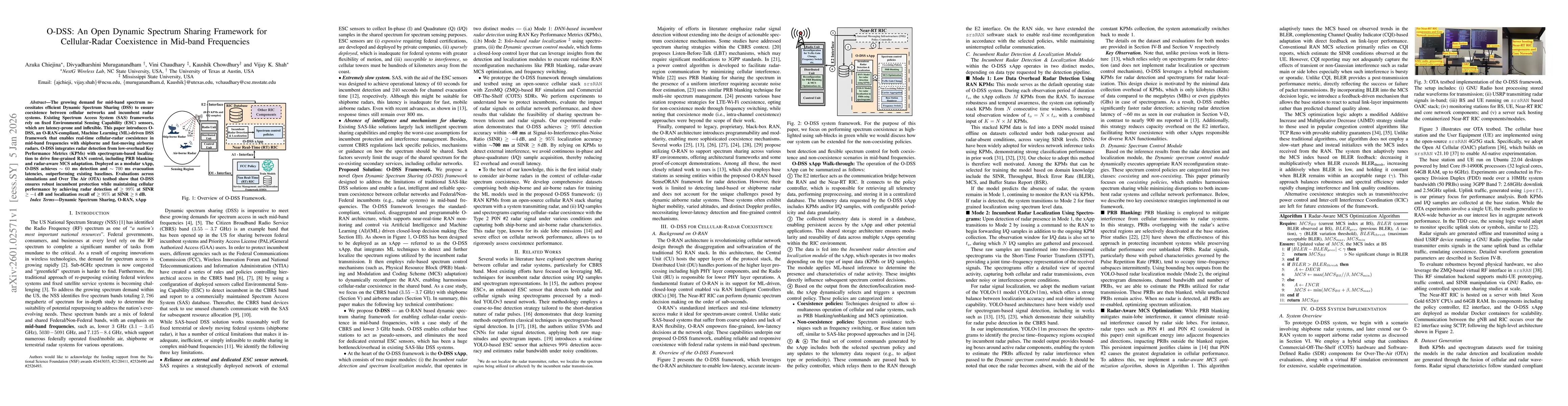 Thumbnail for O-DSS: An Open Dynamic Spectrum Sharing Framework for Cellular-Radar Coexistence in Mid-band Frequencies