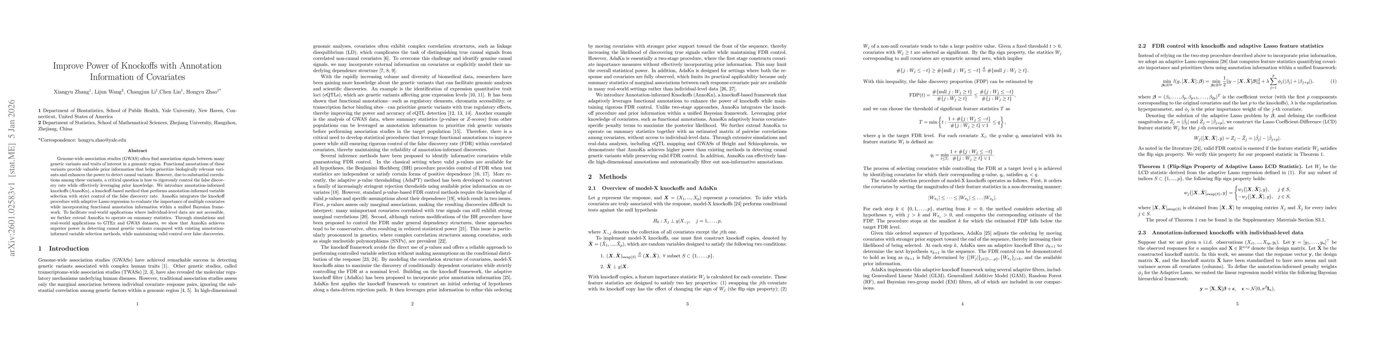 Thumbnail for Improve Power of Knockoffs with Annotation Information of Covariates