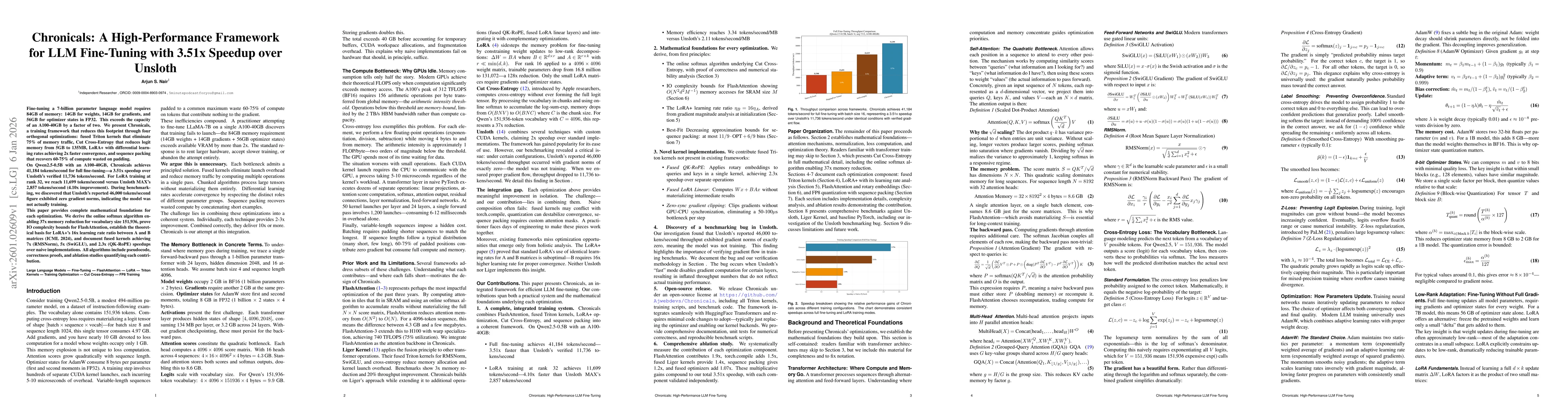 Thumbnail for Chronicals: A High-Performance Framework for LLM Fine-Tuning with 3.51x Speedup over Unsloth