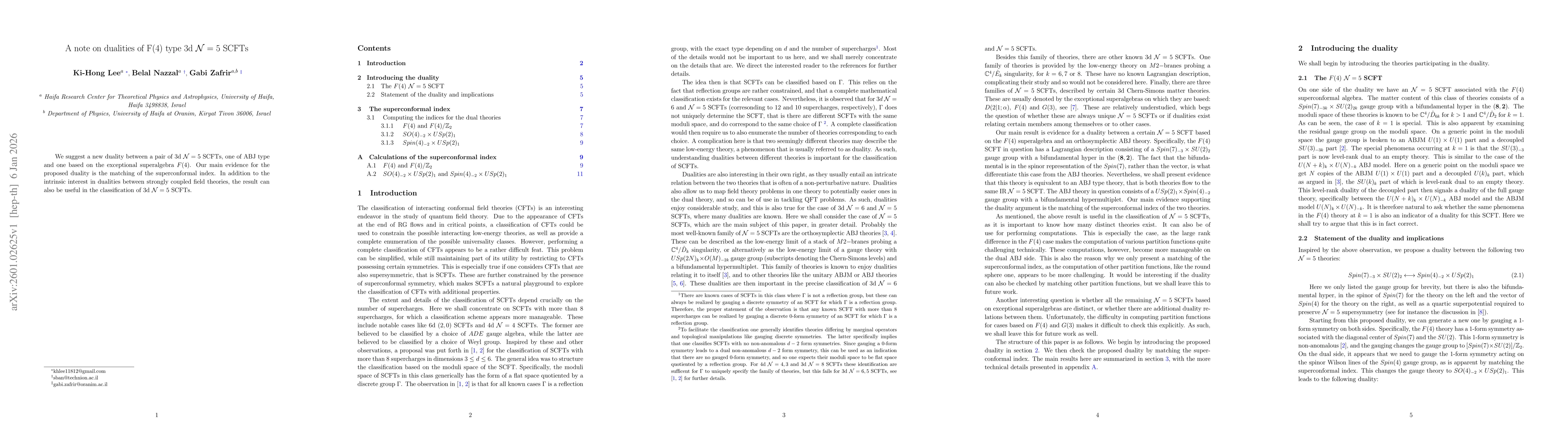 Thumbnail for A note on dualities of F(4) type 3d N = 5 SCFTs