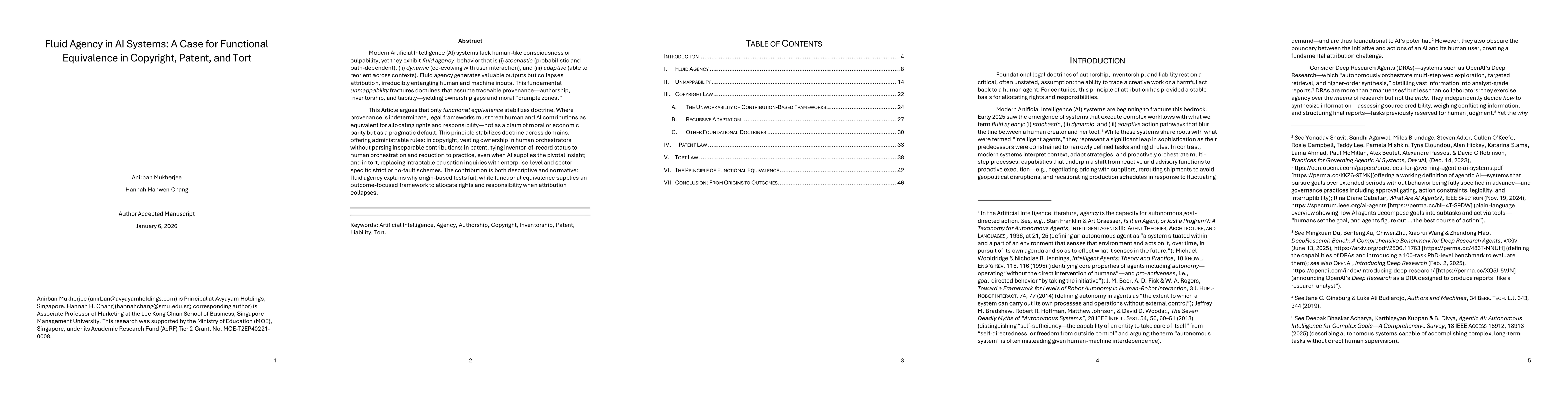 Thumbnail for Fluid Agency in AI Systems: A Case for Functional Equivalence in Copyright, Patent, and Tort