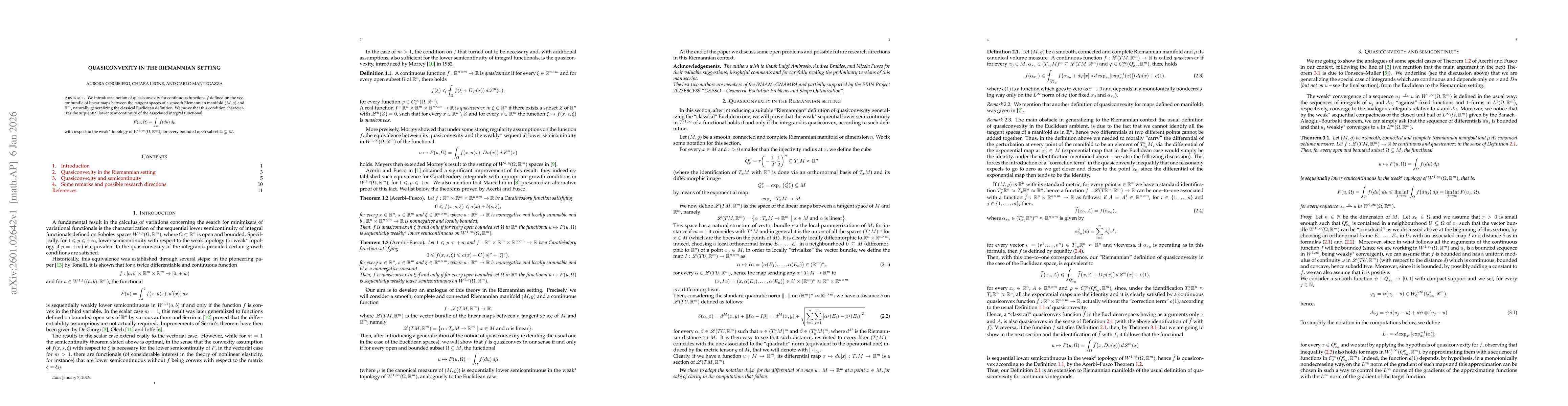 Thumbnail for Quasiconvexity in the Riemannian setting