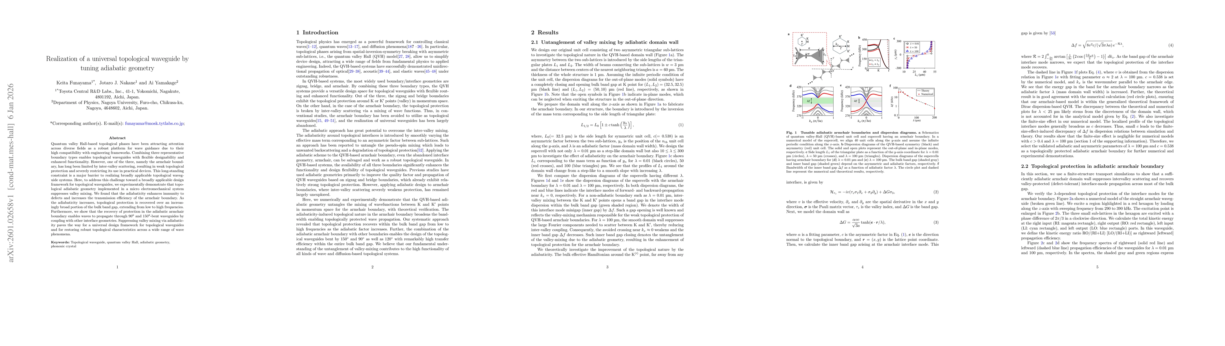 Thumbnail for Realization of a universal topological waveguide by tuning adiabatic geometry