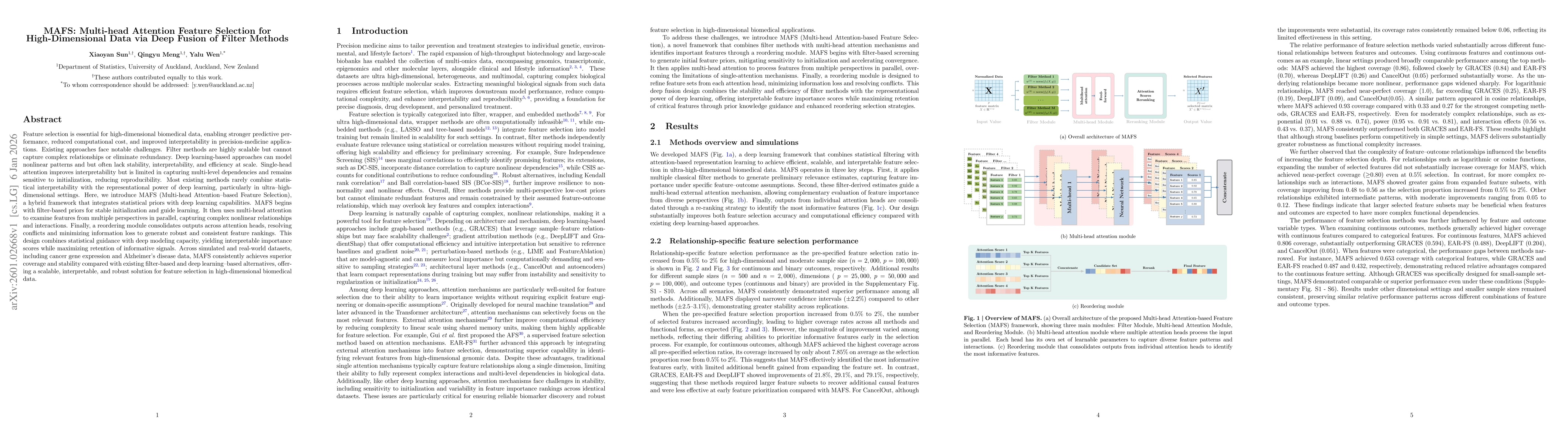 Thumbnail for MAFS: Multi-head Attention Feature Selection for High-Dimensional Data via Deep Fusion of Filter Methods