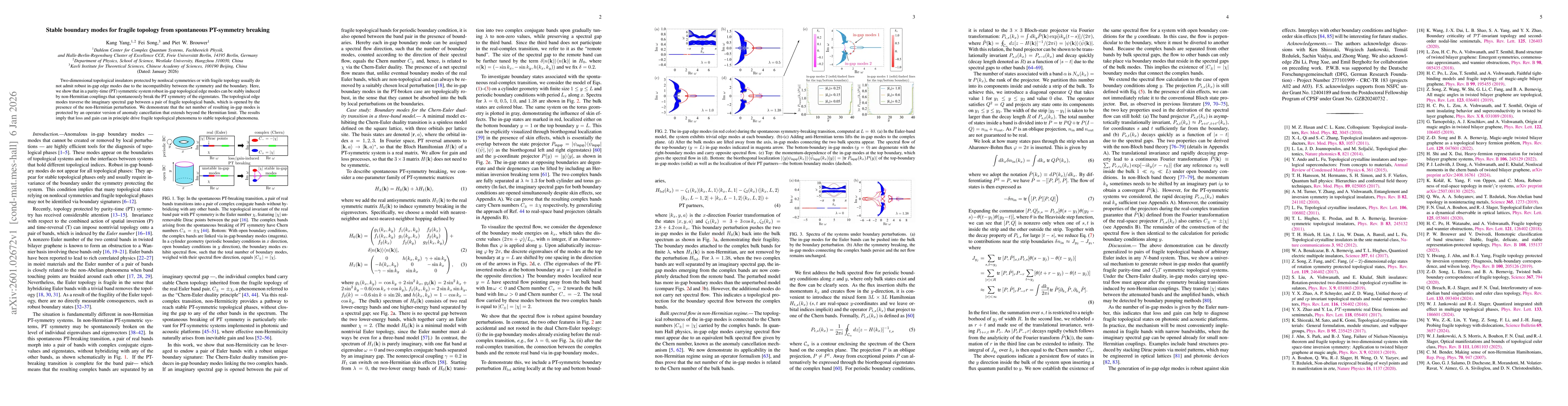 Thumbnail for Stable boundary modes for fragile topology from spontaneous PT-symmetry breaking
