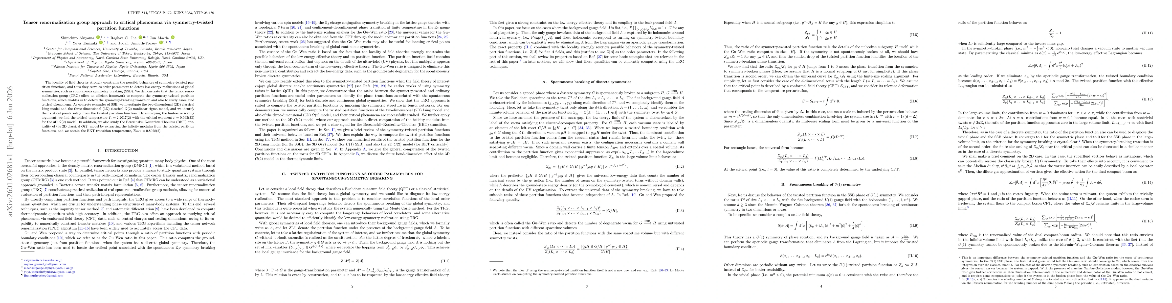 Thumbnail for Tensor renormalization group approach to critical phenomena via symmetry-twisted partition functions