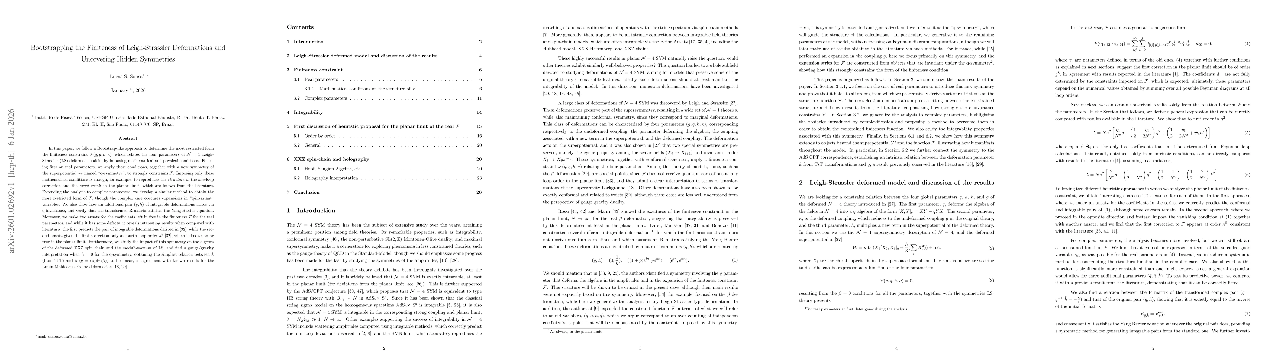 Thumbnail for Bootstrapping the Finiteness of Leigh-Strassler Deformations and Uncovering Hidden Symmetries