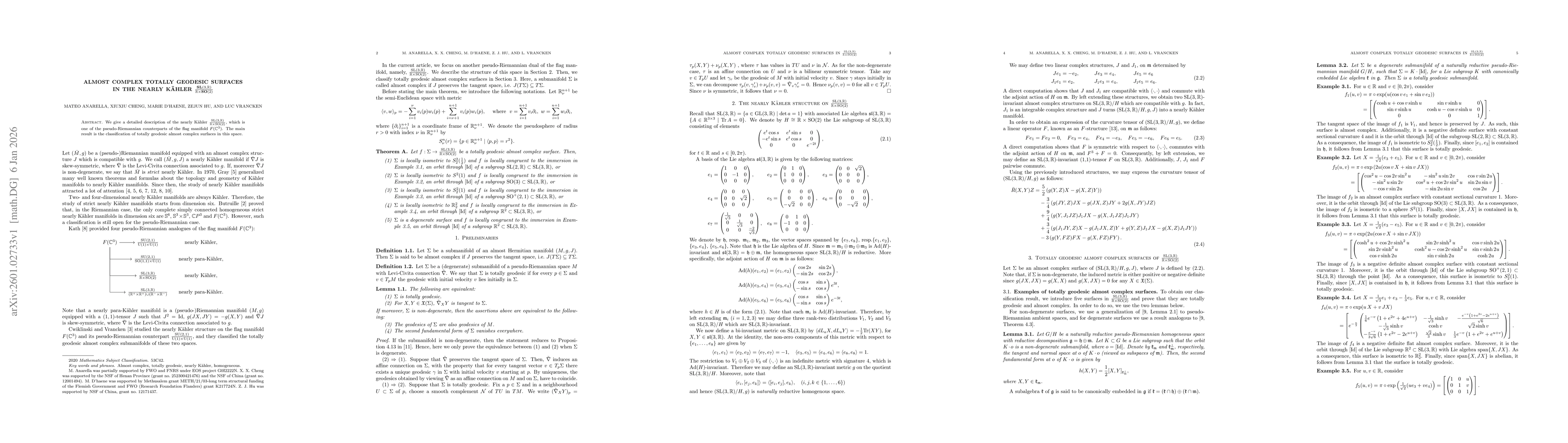 Thumbnail for Almost complex totally geodesic surfaces in the nearly Kähler $\frac{\text{SL}(3,\mathbb R)}{\mathbb R\times \text{SO}(2)}$