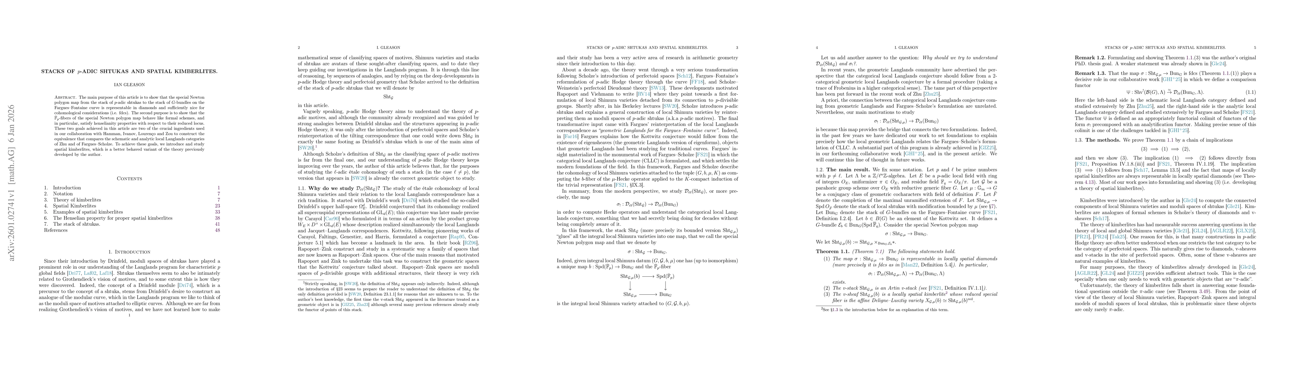 Thumbnail for Stacks of p-adic shtukas and spatial kimberlites