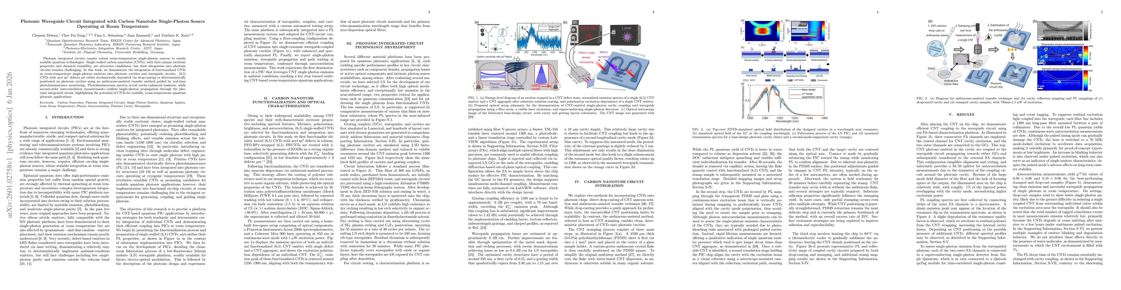 Thumbnail for Photonic Waveguide Circuit Integrated with Carbon Nanotube Single-Photon Source Operating at Room Temperature