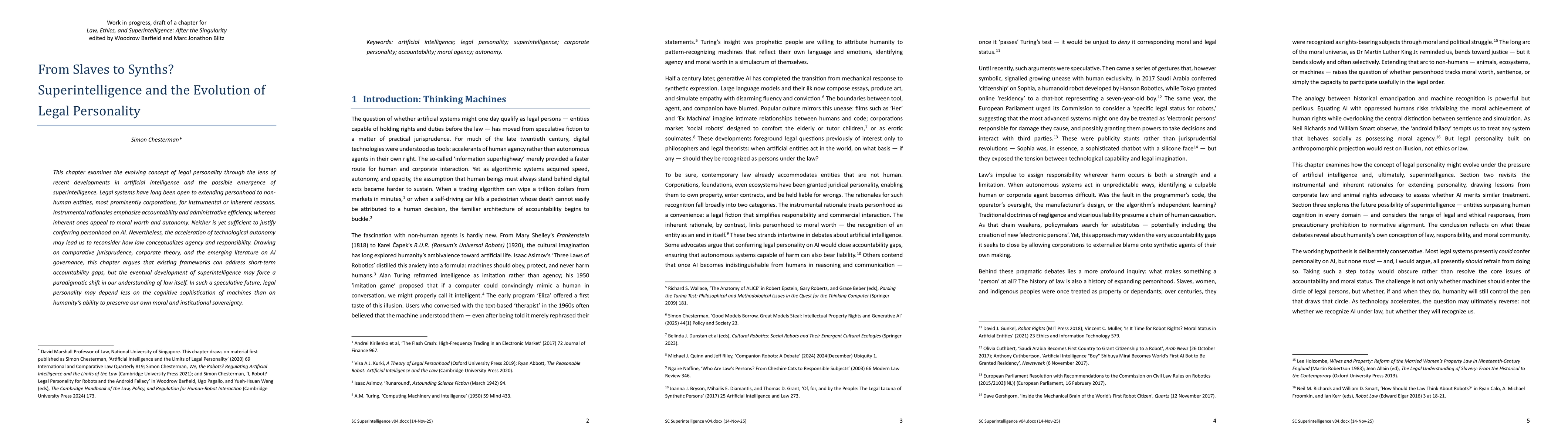 Thumbnail for From Slaves to Synths? Superintelligence and the Evolution of Legal Personality