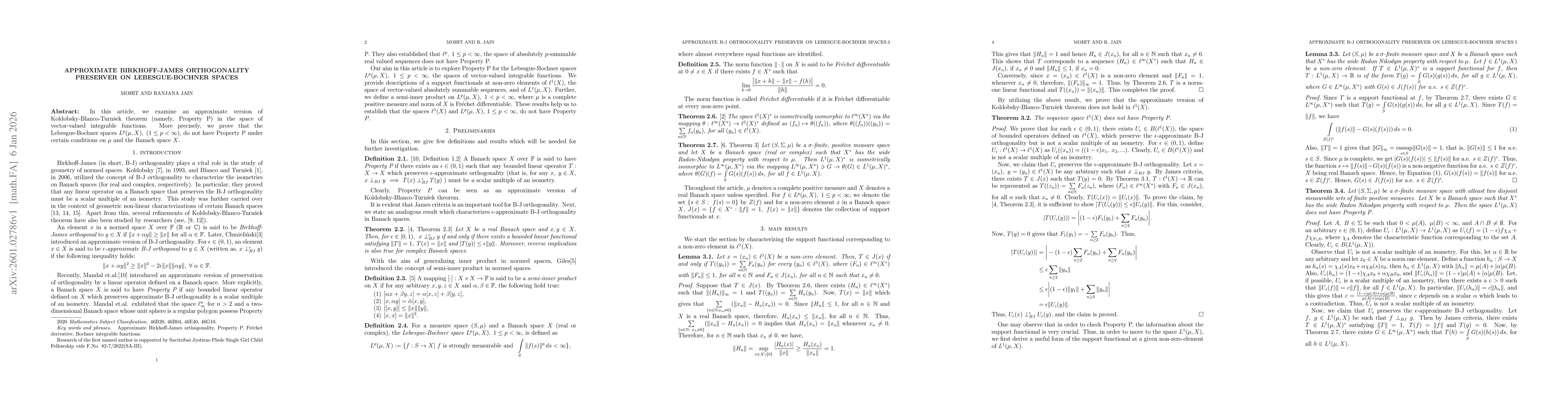 Thumbnail for Approximate Birkhoff-James orthogonality preserver on Lebesgue-Bochner spaces