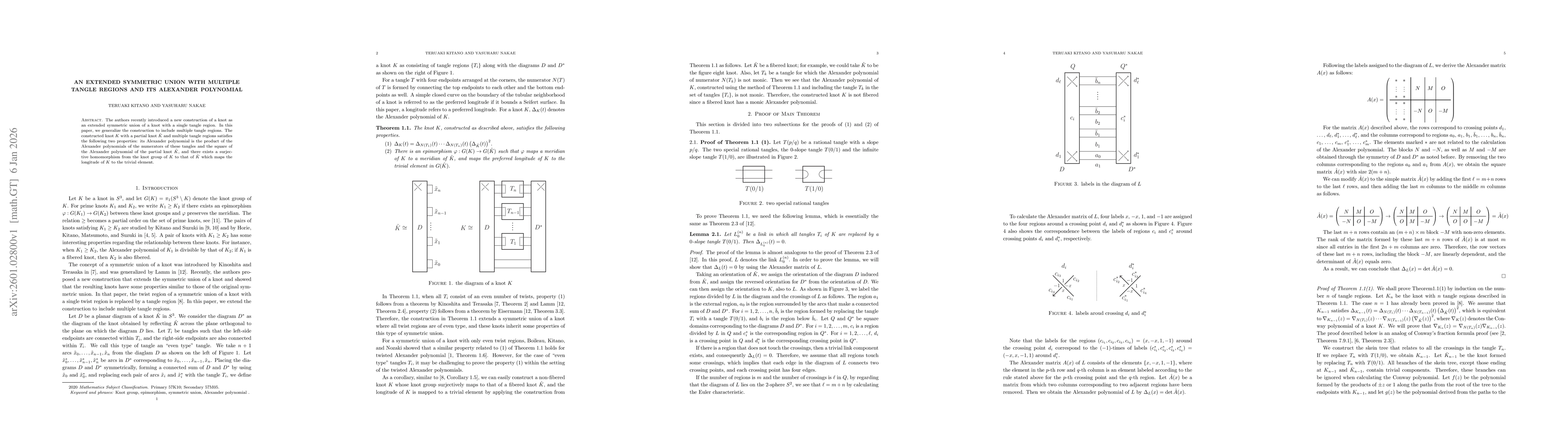 Thumbnail for An extended symmetric union with multiple tangle regions and its Alexander polynomial