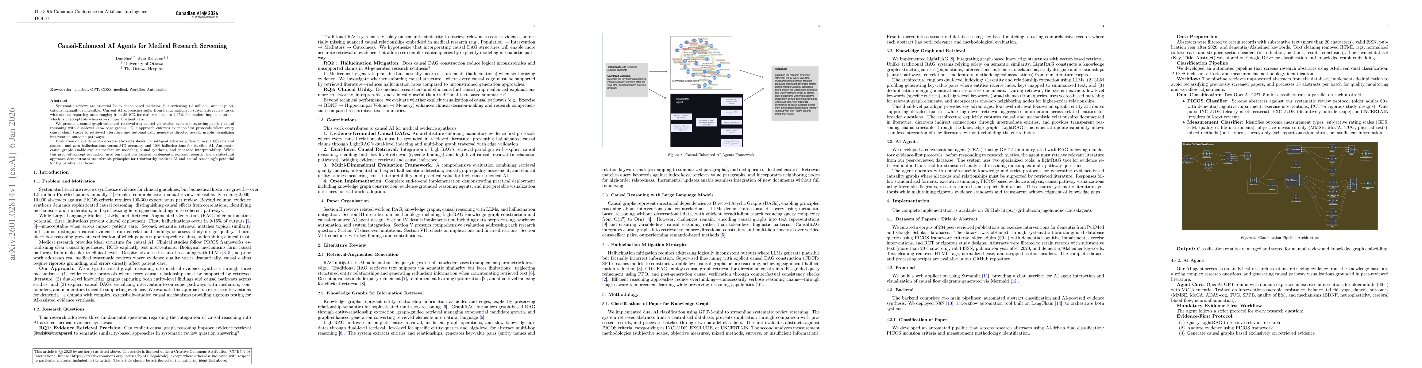 Thumbnail for Causal-Enhanced AI Agents for Medical Research Screening