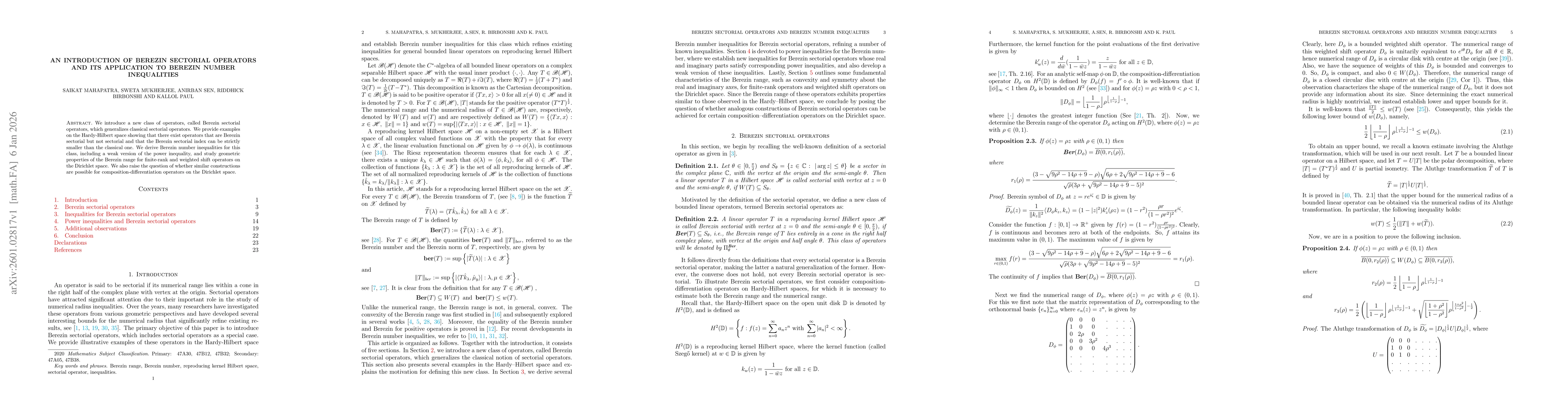 Thumbnail for An introduction of Berezin sectorial operators and its application to Berezin number inequalities