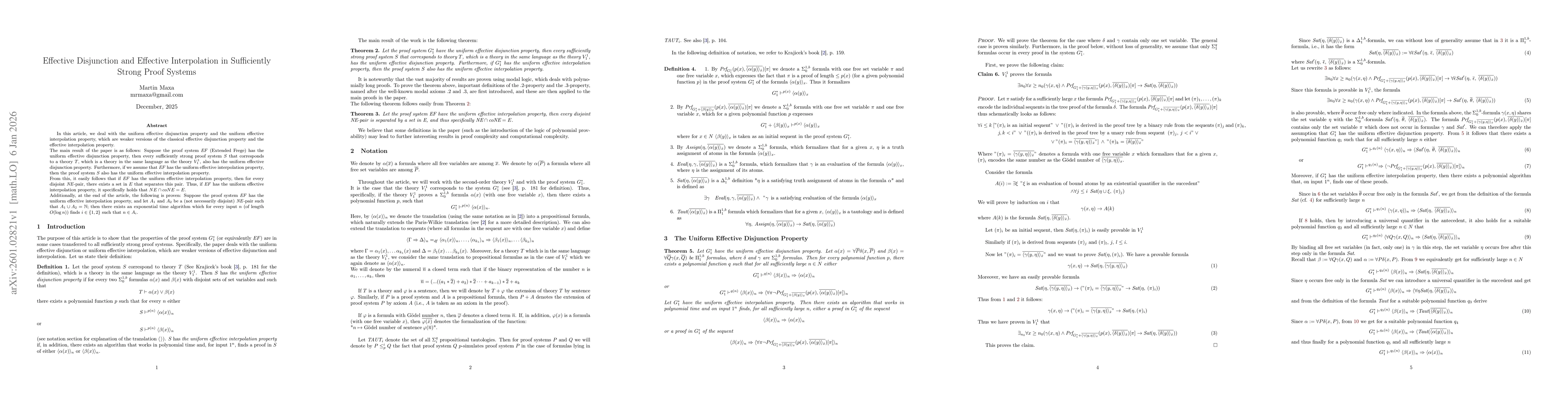 Thumbnail for Effective Disjunction and Effective Interpolation in Suffciently Strong Proof Systems