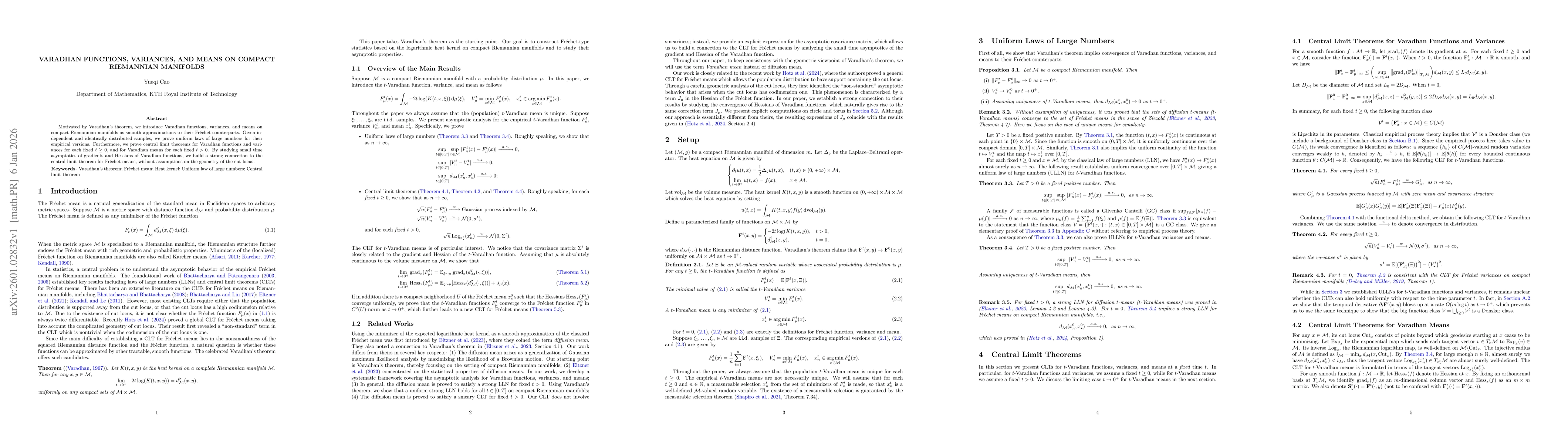 Thumbnail for Varadhan Functions, Variances, and Means on Compact Riemannian Manifolds