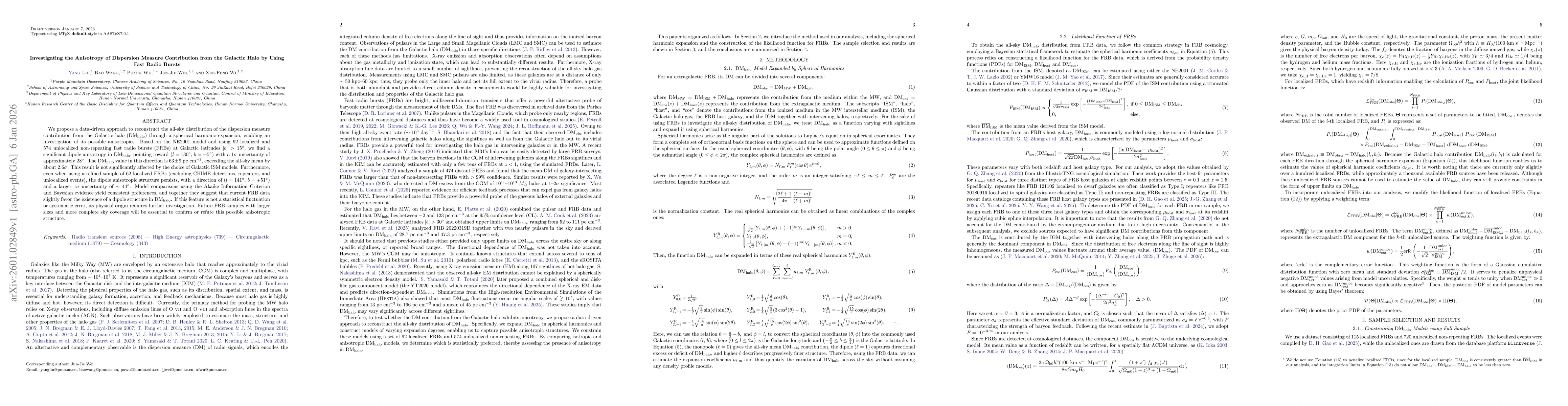 Thumbnail for Investigating the Anisotropy of Dispersion Measure Contribution from the Galactic Halo by Using Fast Radio Bursts