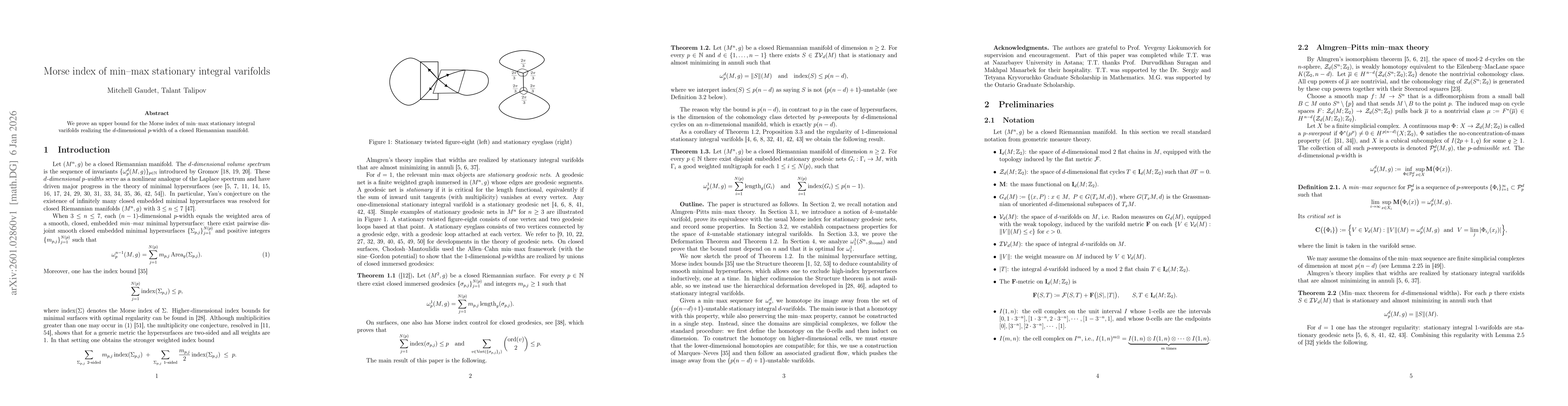 Thumbnail for Morse index of min-max stationary integral varifolds