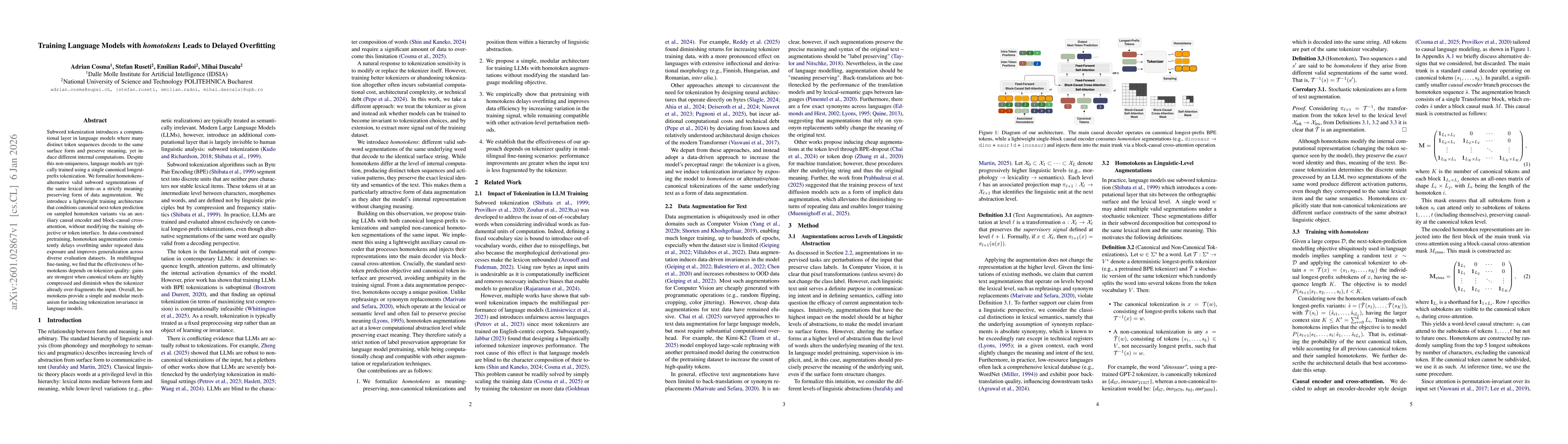 Thumbnail for Training Language Models with homotokens Leads to Delayed Overfitting