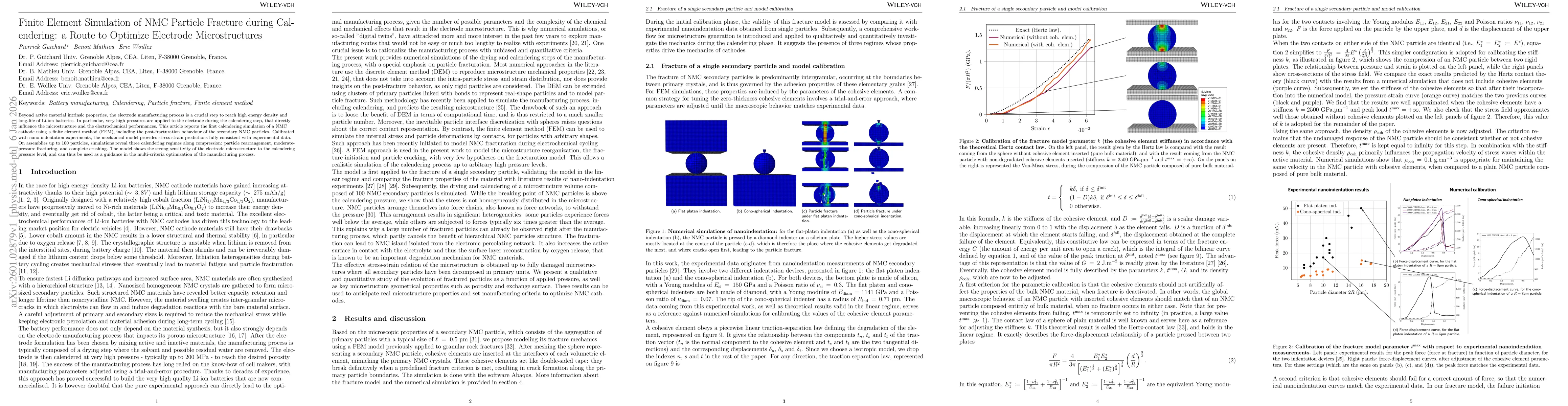 Thumbnail for Finite Element Simulation of NMC Particle Fracture during Calendering: a Route to Optimize Electrode Microstructures