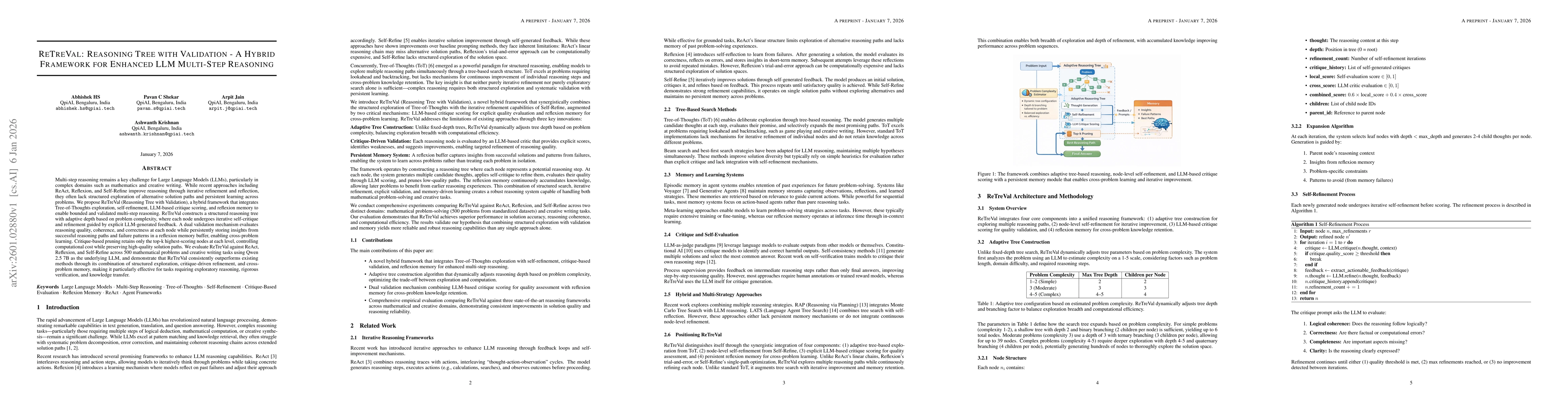Thumbnail for ReTreVal: Reasoning Tree with Validation -- A Hybrid Framework for Enhanced LLM Multi-Step Reasoning