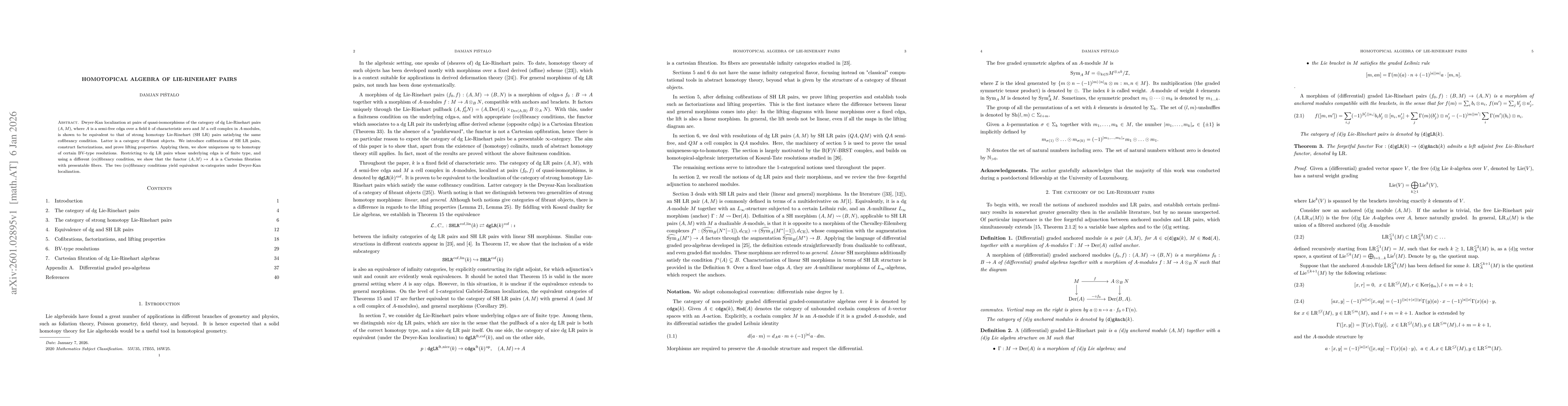 Thumbnail for Homotopical algebra of Lie-Rinehart pairs