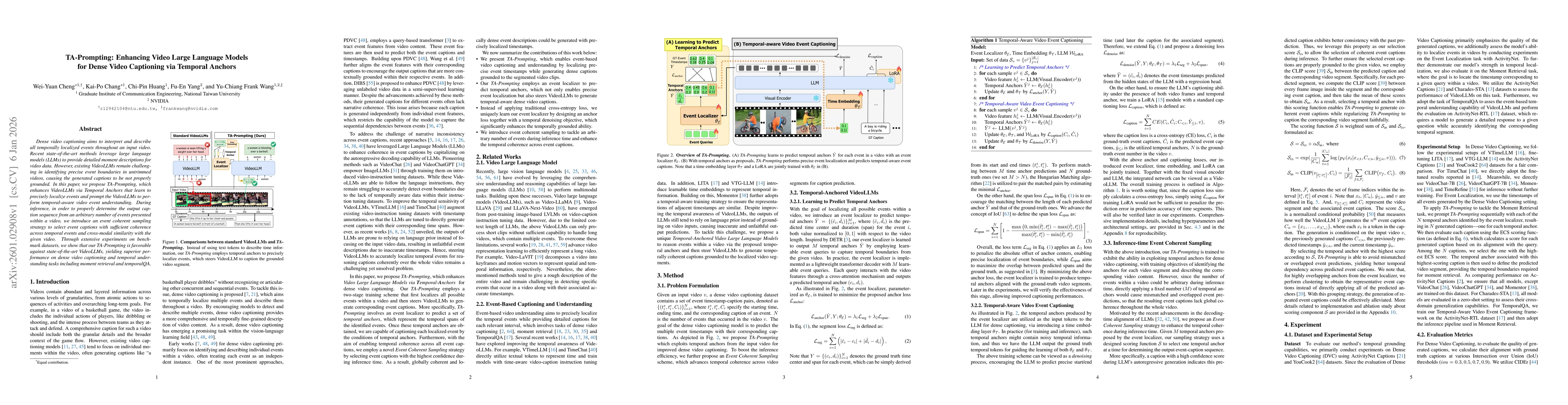 Thumbnail for TA-Prompting: Enhancing Video Large Language Models for Dense Video Captioning via Temporal Anchors