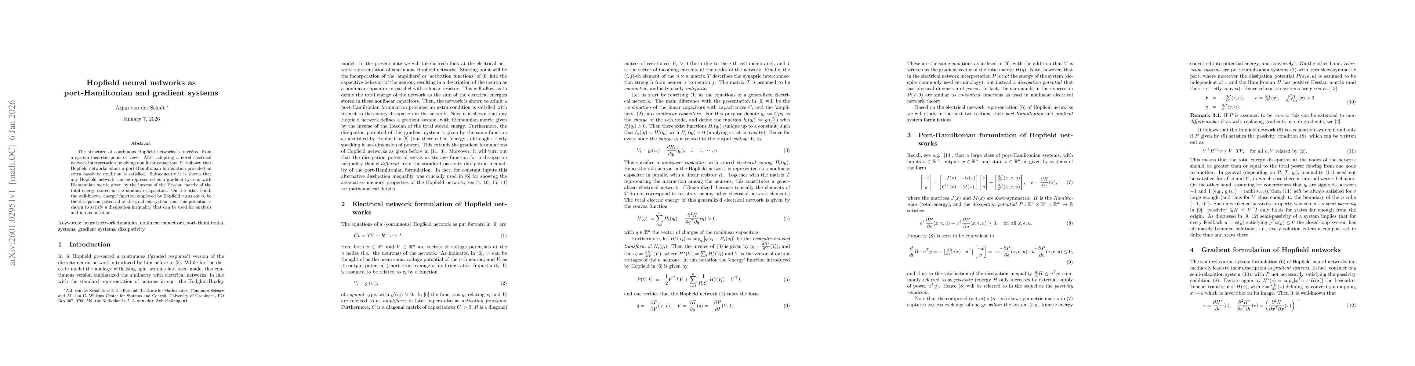 Thumbnail for Hopfield neural networks as port-Hamiltonian and gradient systems