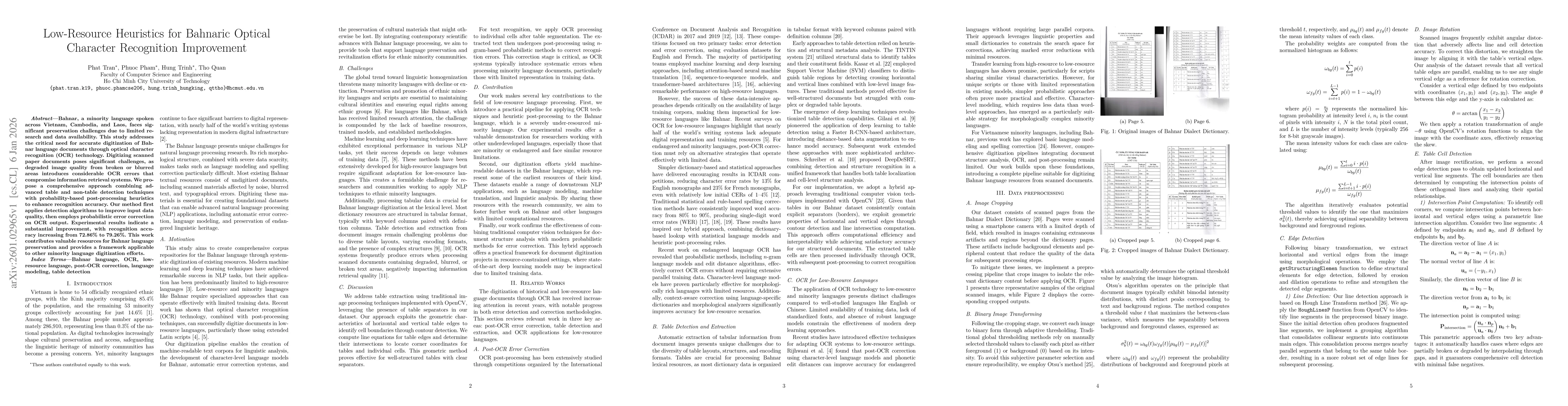 Thumbnail for Low-Resource Heuristics for Bahnaric Optical Character Recognition Improvement