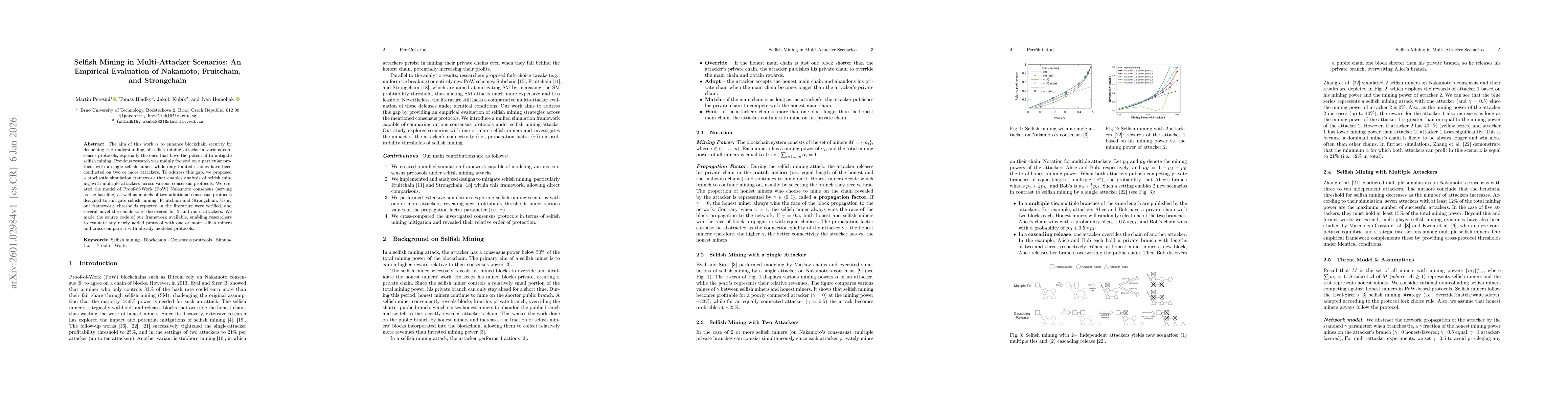 Thumbnail for Selfish Mining in Multi-Attacker Scenarios: An Empirical Evaluation of Nakamoto, Fruitchain, and Strongchain