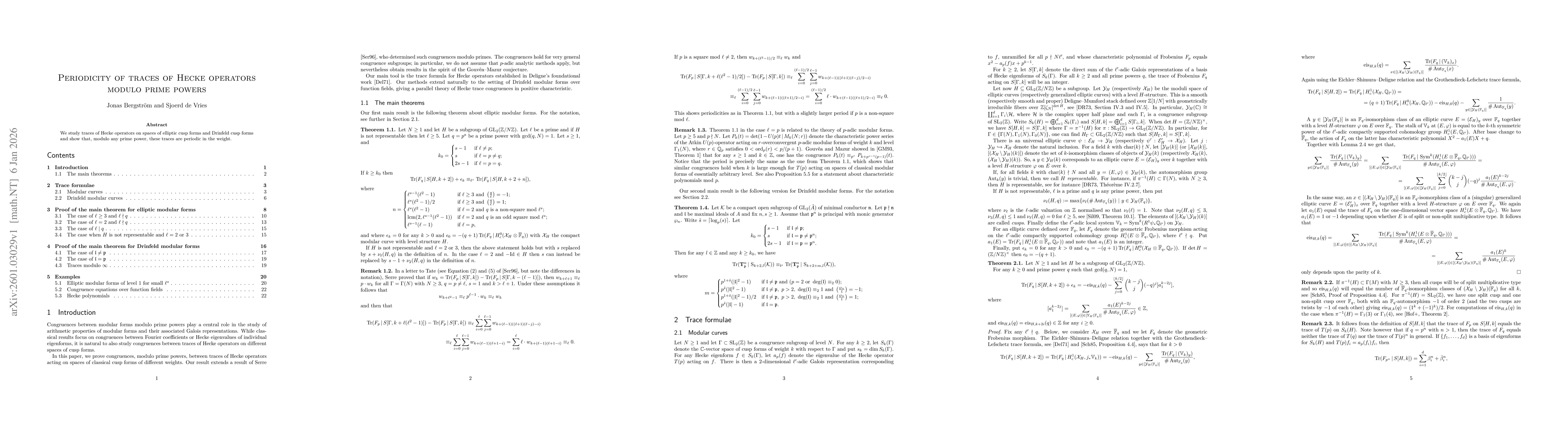 Thumbnail for Periodicity of traces of Hecke operators modulo prime powers