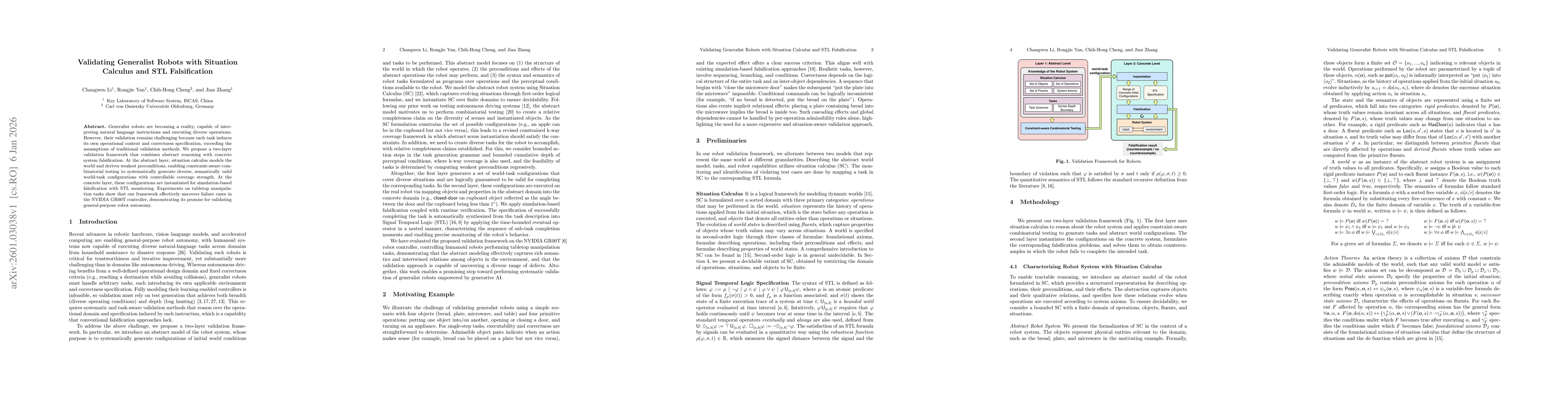 Thumbnail for Validating Generalist Robots with Situation Calculus and STL Falsification