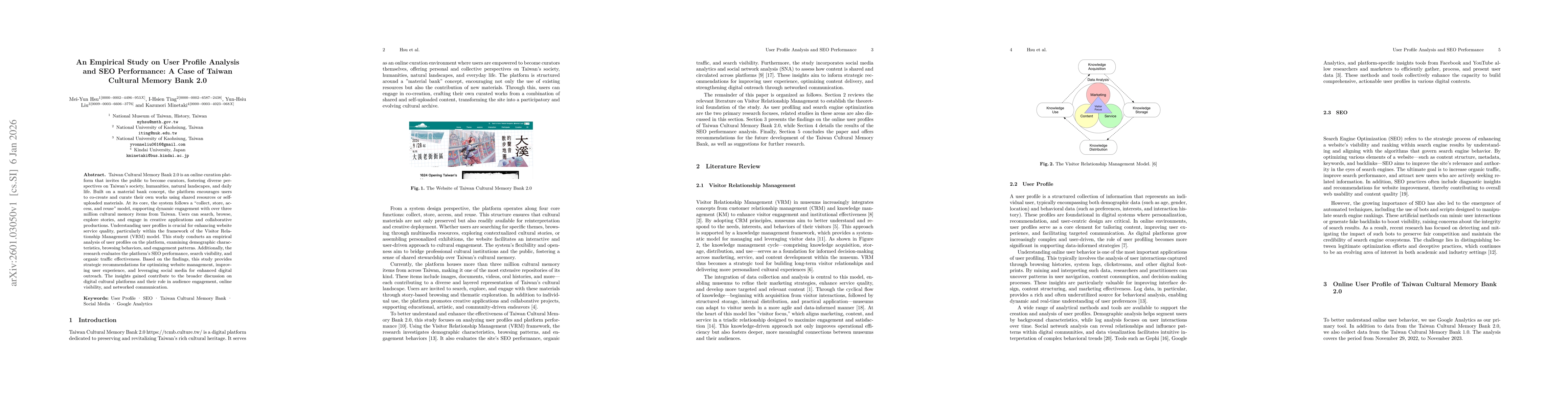 Thumbnail for An Empirical Study on User Profile Analysis and SEO Performance: A Case of Taiwan Cultural Memory Bank 2.0