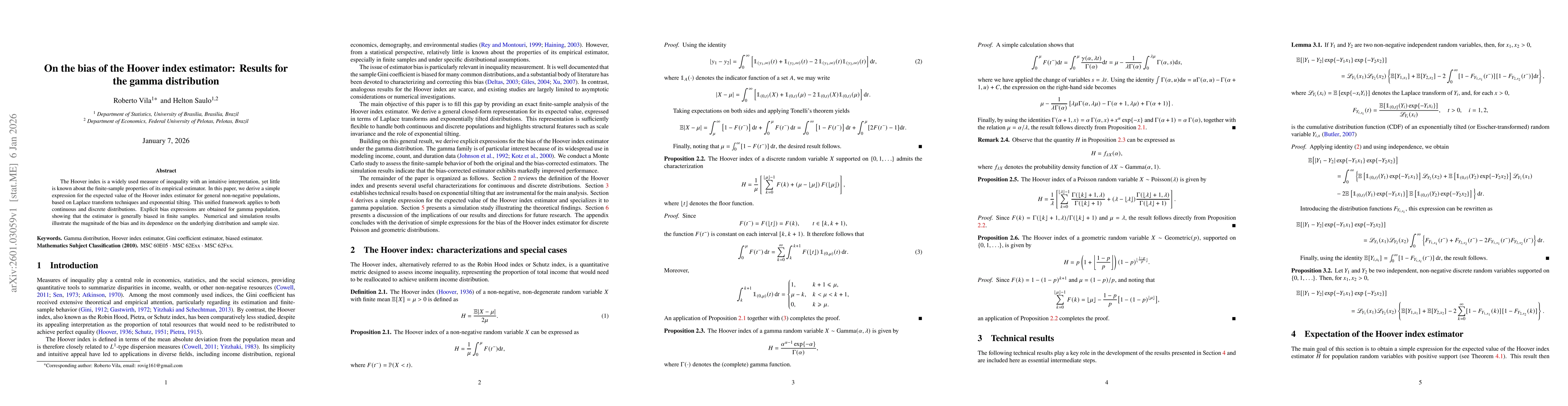 Thumbnail for On the bias of the Hoover index estimator: Results for the gamma distribution