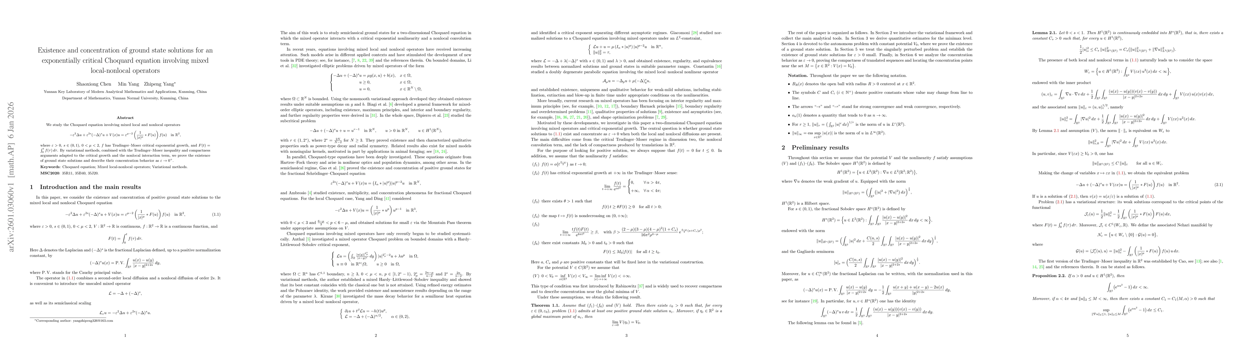 Thumbnail for Existence and concentration of ground state solutions for an exponentially critical Choquard equation involving mixed local-nonlocal operators