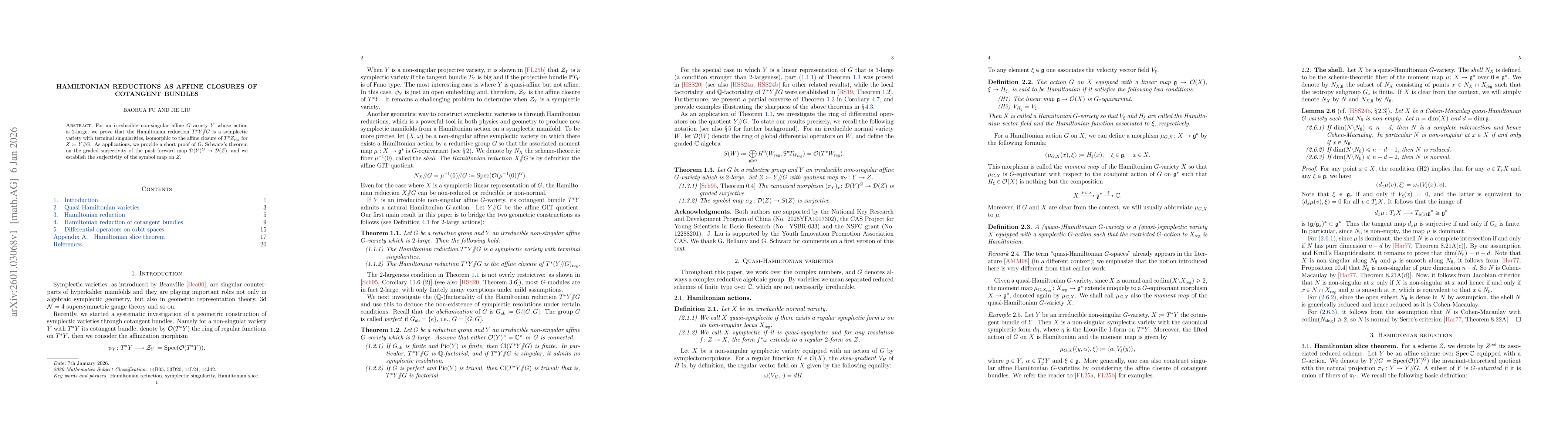 Thumbnail for Hamiltonian reductions as affine closures of cotangent bundles