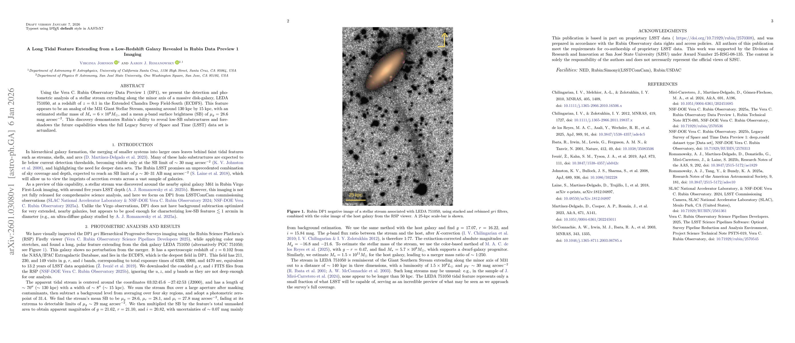 Thumbnail for A Long Tidal Feature Extending from a Low-Redshift Galaxy Revealed in Rubin Data Preview 1 Imaging