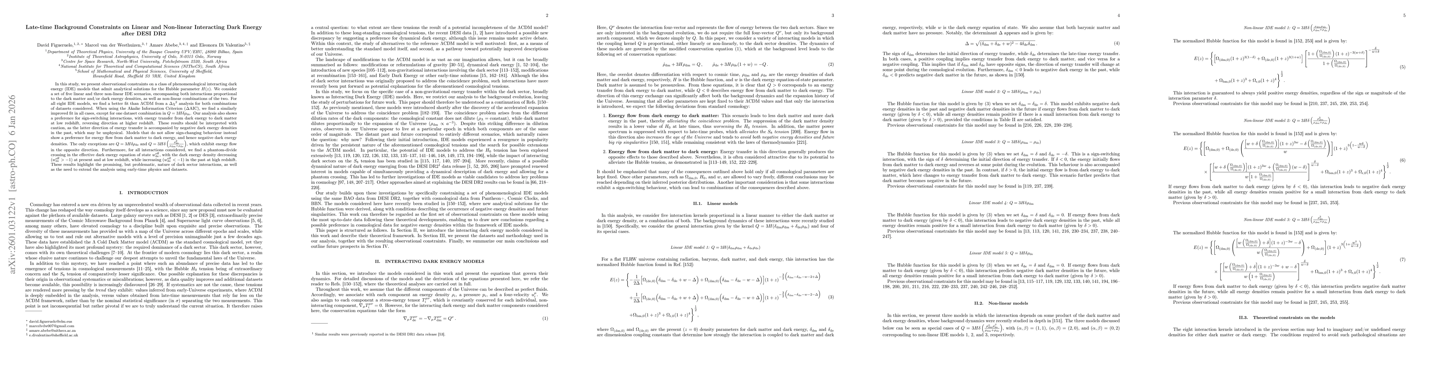 Thumbnail for Late-time Background Constraints on Linear and Non-linear Interacting Dark Energy after DESI DR2