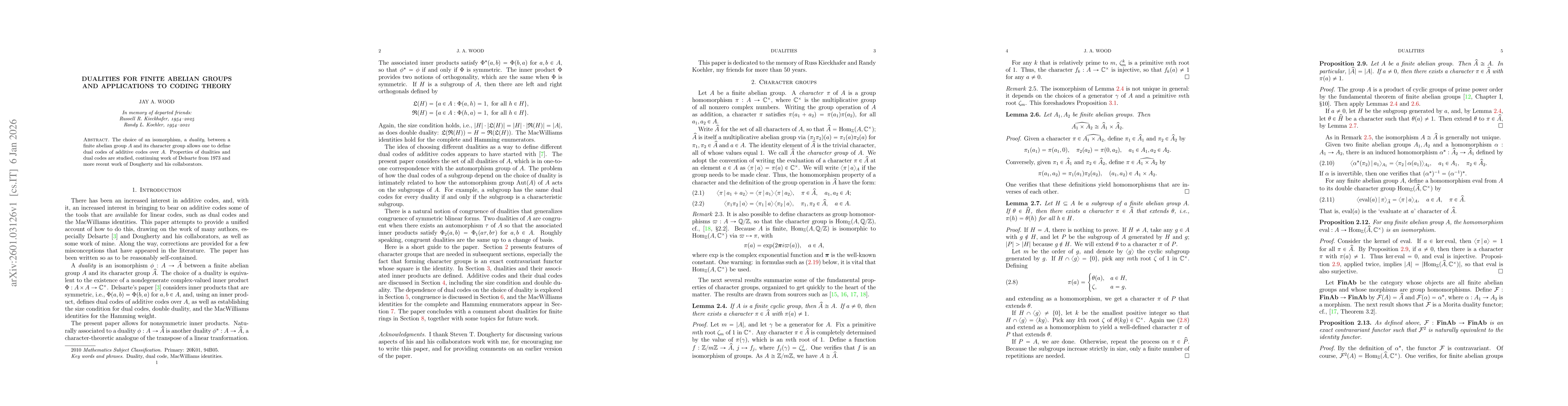 Thumbnail for Dualities for finite abelian groups and applications to coding theory