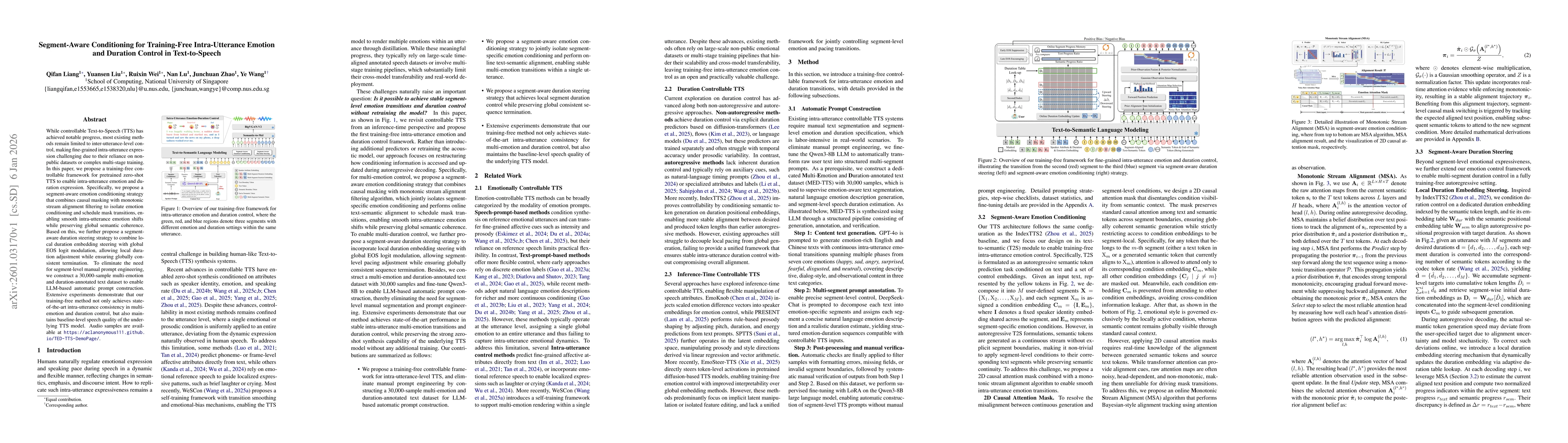 Thumbnail for Segment-Aware Conditioning for Training-Free Intra-Utterance Emotion and Duration Control in Text-to-Speech
