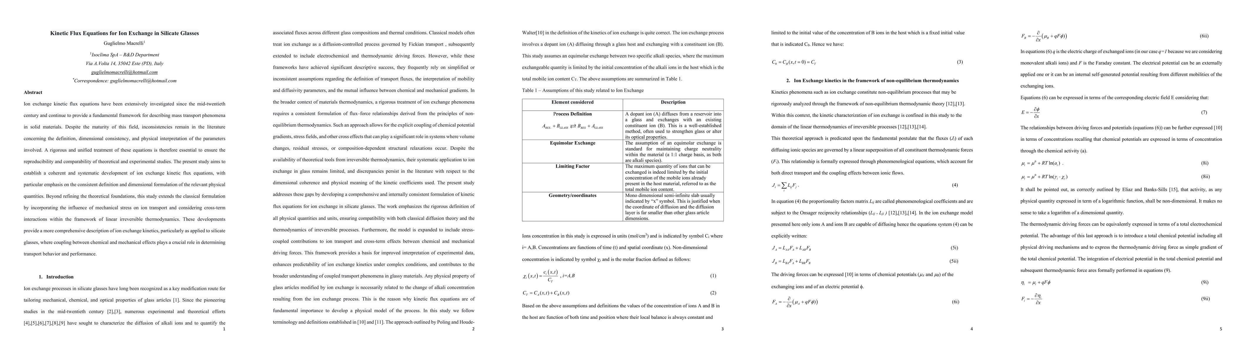 Thumbnail for Kinetic Flux Equations for Ion Exchange in Silicate Glasses