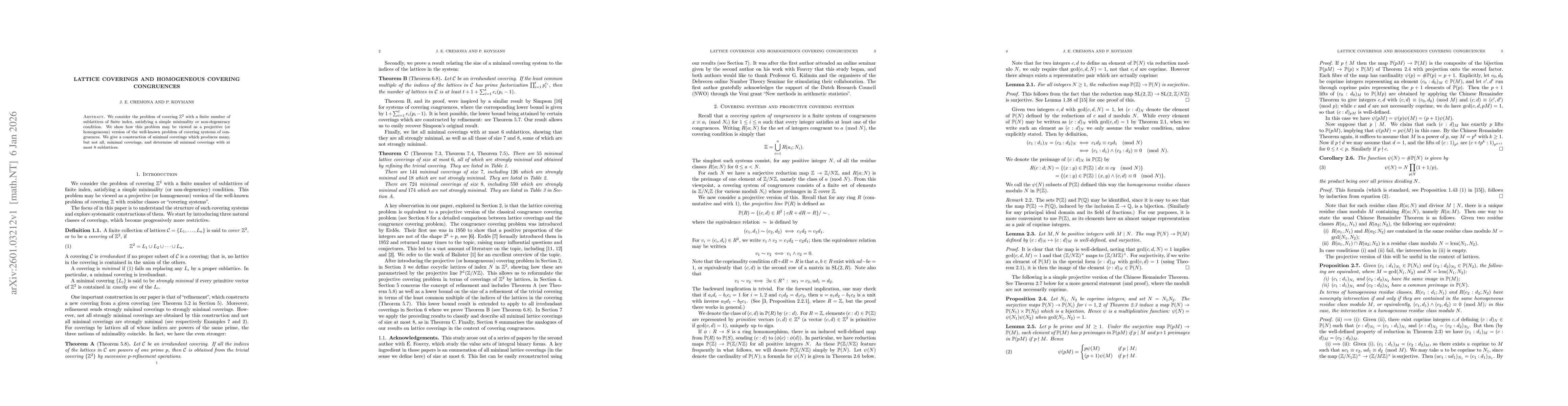 Thumbnail for Lattice coverings and homogeneous covering congruences