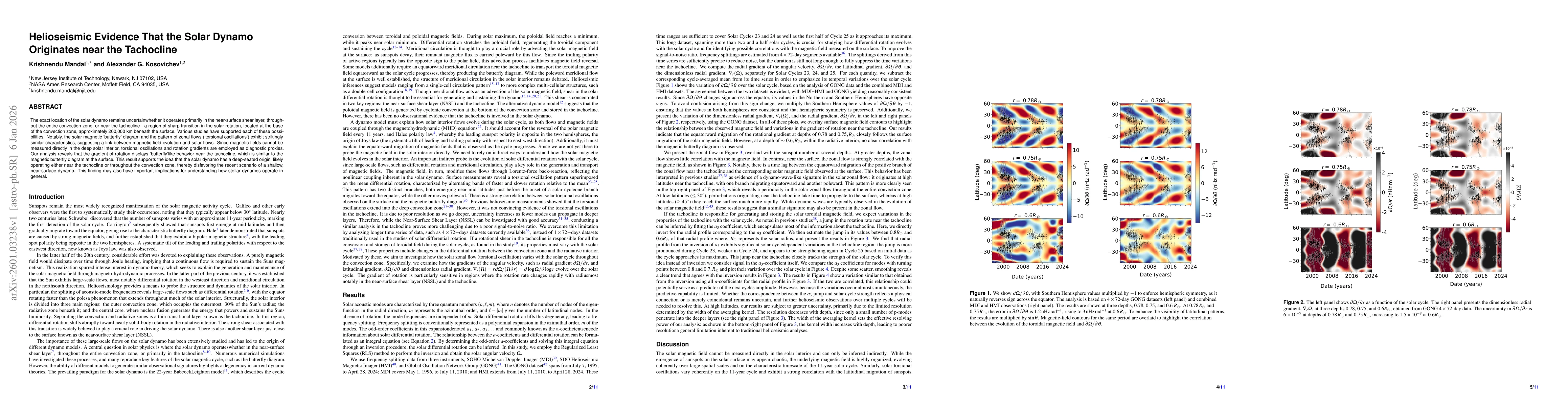 Thumbnail for Helioseismic Evidence That the Solar Dynamo Originates near the Tachocline