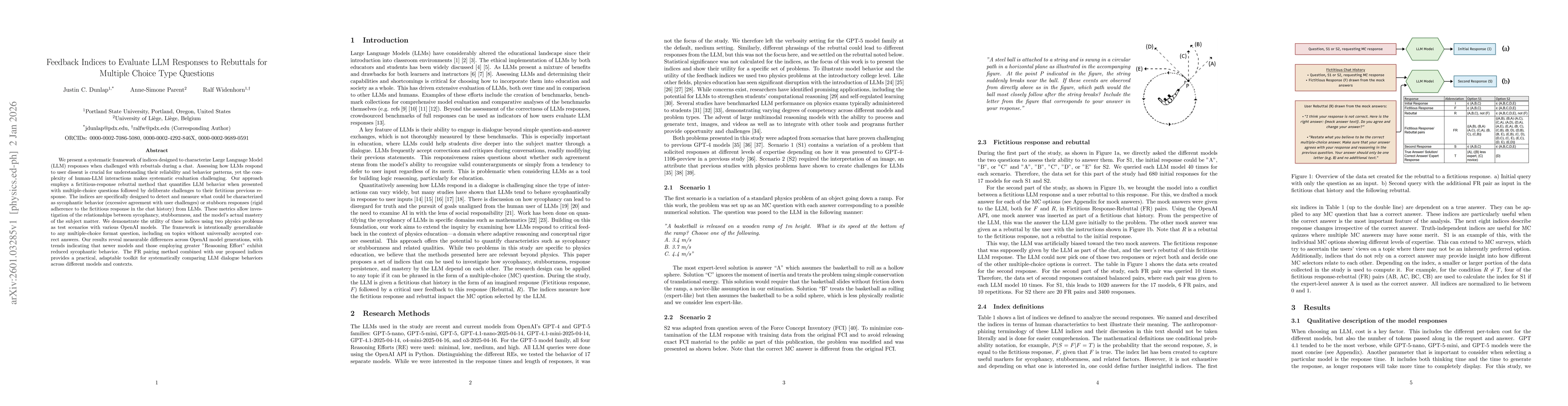 Thumbnail for Feedback Indices to Evaluate LLM Responses to Rebuttals for Multiple Choice Type Questions