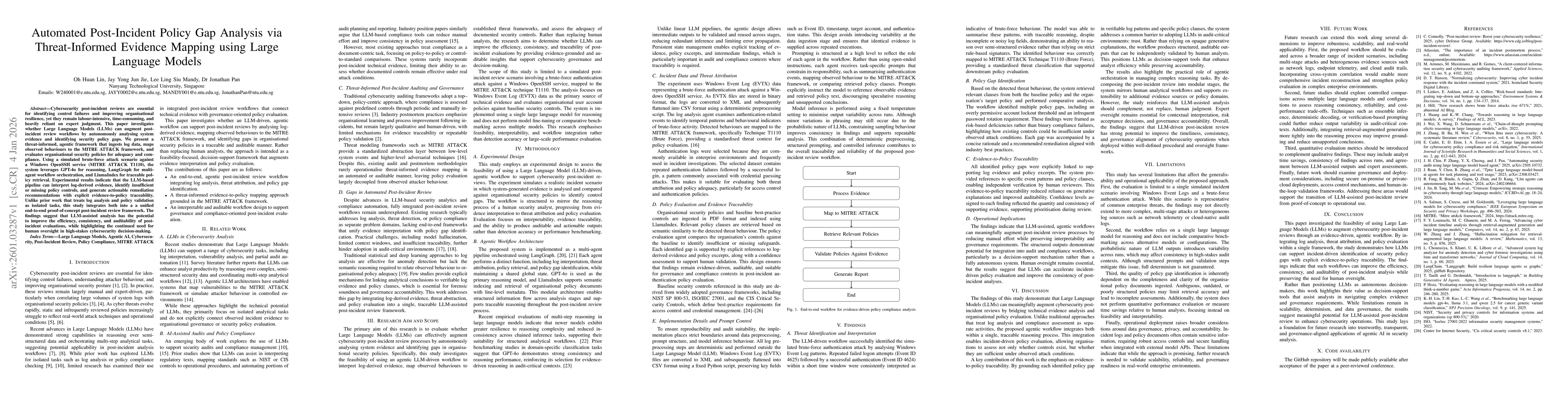 Thumbnail for Automated Post-Incident Policy Gap Analysis via Threat-Informed Evidence Mapping using Large Language Models