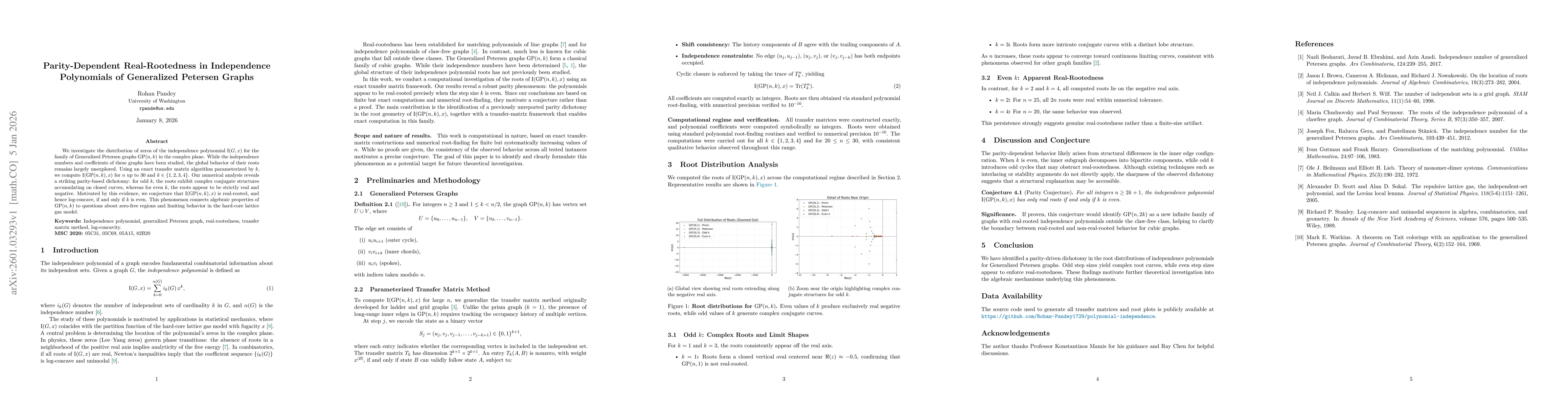 Thumbnail for Parity-Dependent Real-Rootedness in Independence Polynomials of Generalized Petersen Graphs