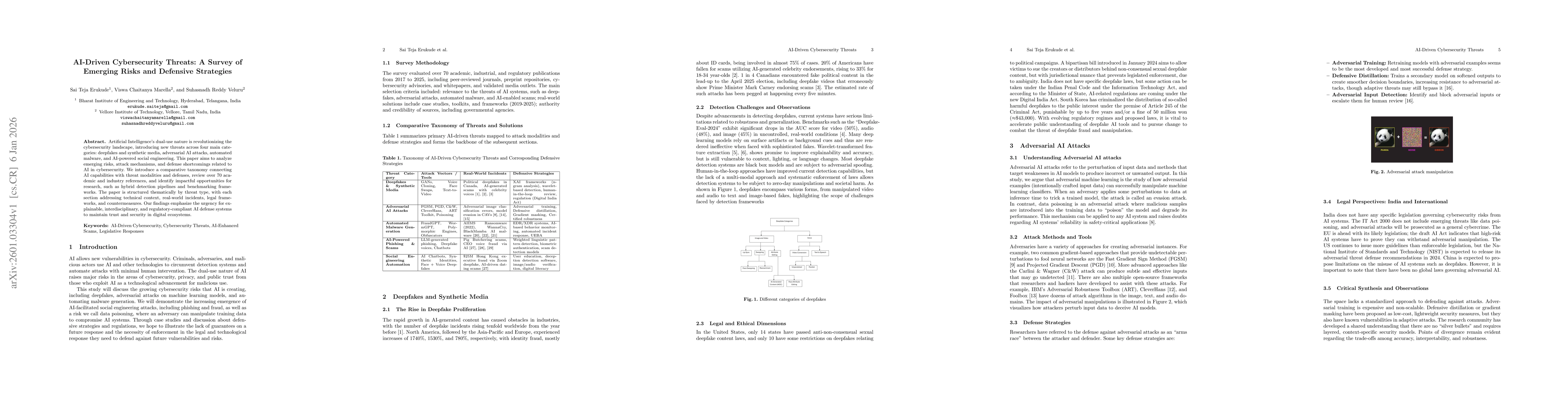 Thumbnail for AI-Driven Cybersecurity Threats: A Survey of Emerging Risks and Defensive Strategies