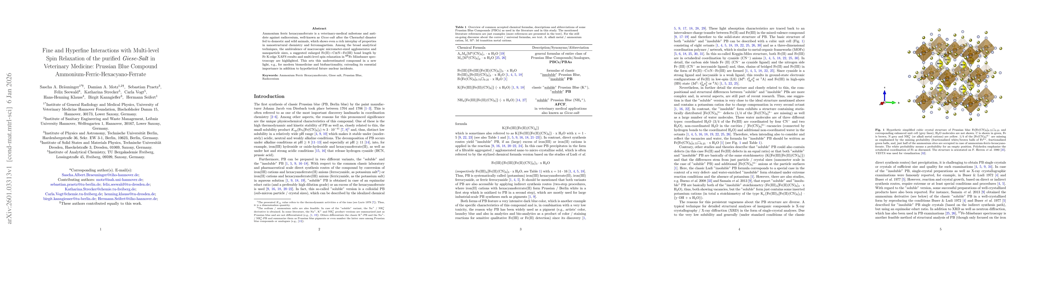 Thumbnail for Fine and Hyperfine Interactions with Multi-level Spin Relaxation of the purified Giese-Salt in Veterinary Medicine: Prussian Blue Compound Ammonium-Ferric-Hexacyano-Ferrate